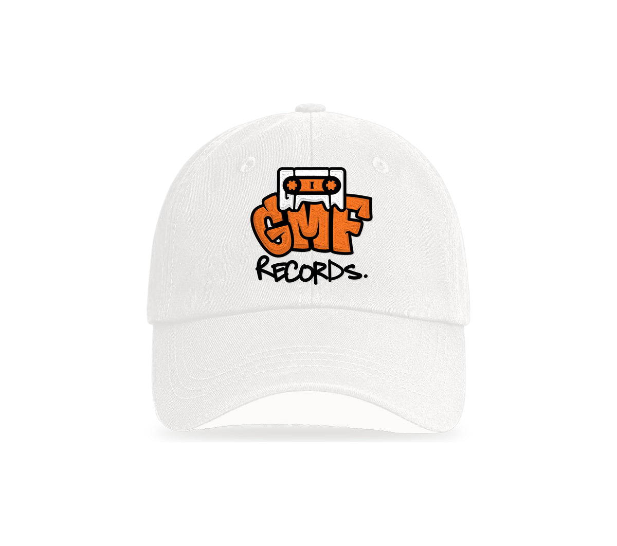 GMF Records white cap with full-colour embroidered logo